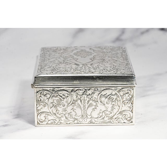 Stunning Antique Tiffany & Co Sterling Silver Box Art Nouveau Engraved Presentation Box Nyc New York History Luxury Home Decor For Sale - Image 13 of 16