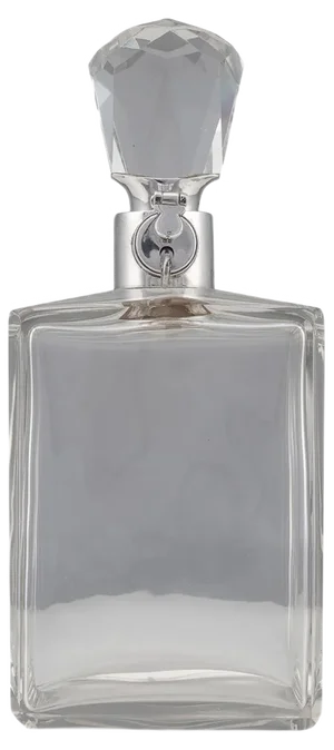 20th Century English Solid Silver & Glass Spirit Decanter with Lock & Key, 1920s