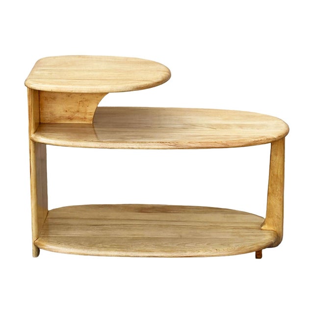MCM C3753 3-Tier Blonde Surfboard End Table Pair by Heywood Wakefield, 1941 For Sale In Los Angeles - Image 6 of 7