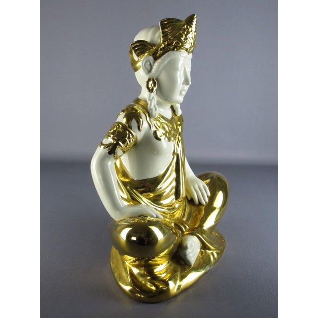 Beautiful porcelain Buddha statue, of Italian manufacture San Marco, 'Asian Deity' figure, very scenic and rare. Good...