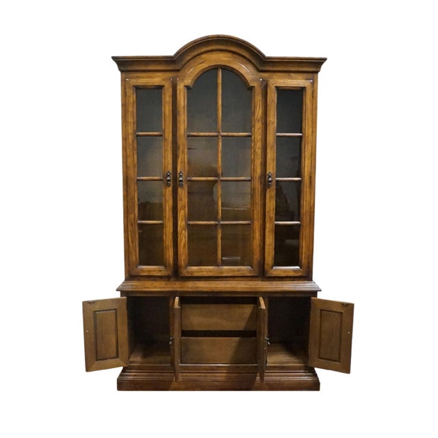 Drexel Furniture Bishopsgate Collection Solid Walnut English Tudor Style 48" China Cabinet 160-414-6 For Sale In Kansas City - Image 6 of 13