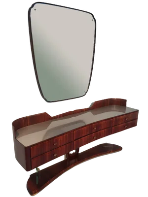 Mid-Century Italian Sideboard in Rosewood with Mirror by Vittorio Dassi, 1950s