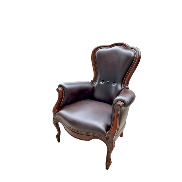 Vintage Chocolate Brown Leather Ralph Lauren Style Club Armchair For Sale - Image 12 of 17