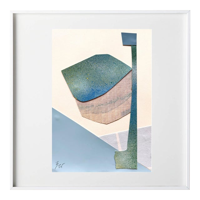 "Im Blue 2" Original Mixed-Media Collage on Paper by Zac Woodiel For Sale