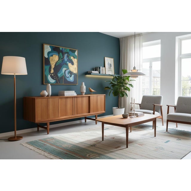 Brown Danish Sideboard in Teak with Sliding Doors by E. W. Bach for Sejling Skabe, 1960s For Sale - Image 8 of 16