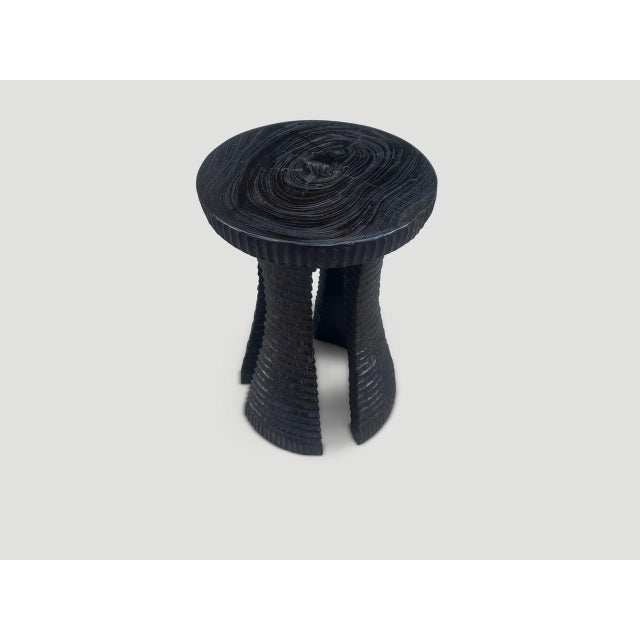 2010s Andrianna Shamaris Sculptural Teak Wood Side Table or Stool For Sale - Image 5 of 6