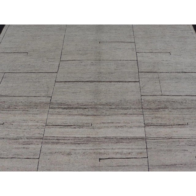 2020s Modern Design Rug in White and Brown Tones by Keivan Woven Arts 9'4 X 11'9 For Sale - Image 5 of 12