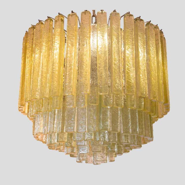 Olive Green Martellate Murano Glass Rod Pendant Light from Venini, 1960s For Sale - Image 6 of 11