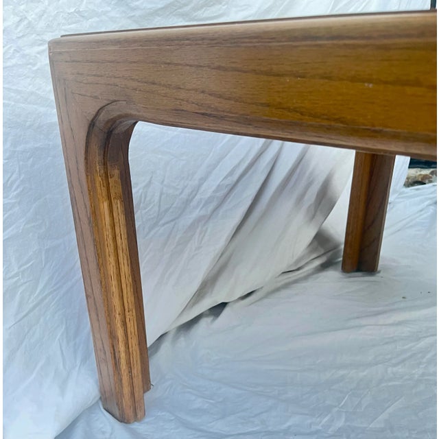 White 1970s California Coastal Chic White Ceramic Tile and Walnut Square Table For Sale - Image 8 of 11