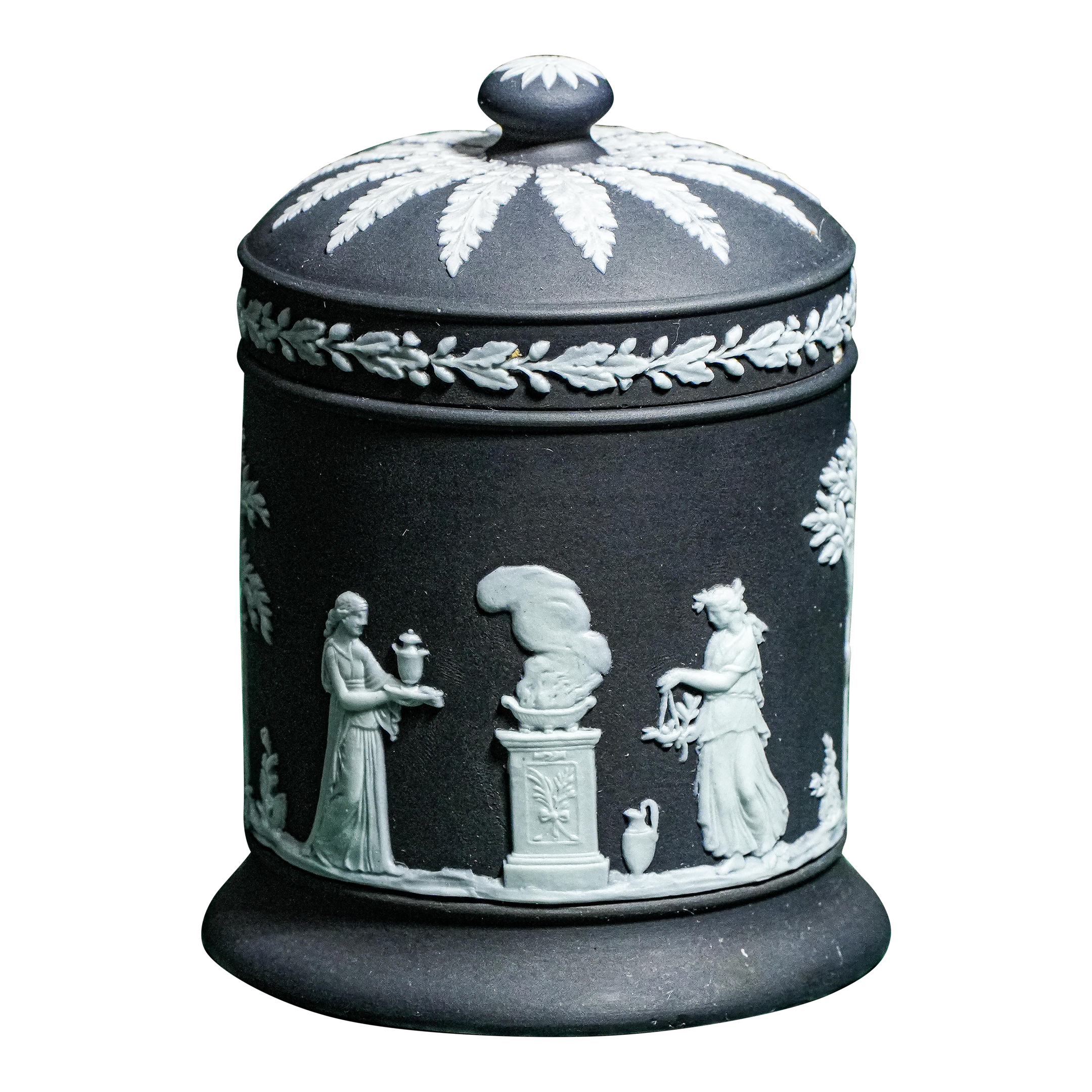 wedgwood tobacco jar Beautiful Neoclassical Antique 19th Century Wedgwood Black Jasperware  Lidded Jar Tobacco Pot Home Decor