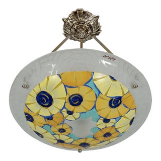 1930s French Art Deco Pendant Light by Loys Lucha France For Sale