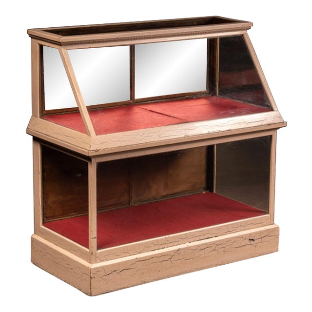 Antique Painted Two-Tier General Store Display Case For Sale