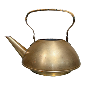 Mid Century Modern Metawa Tea Pot Kettle Holland Cane & Brass