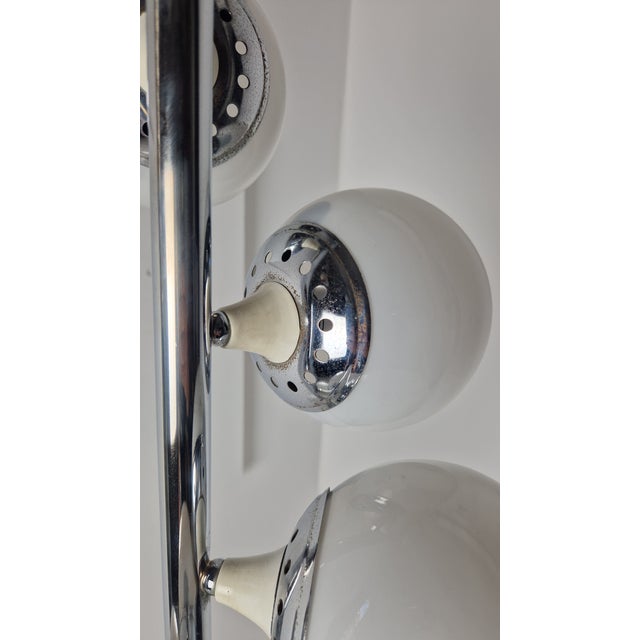 Silver Torcion Model Floor Lamp in White, Chrome, White Glass and Marble Base from Stilnovo, 1950s For Sale - Image 8 of 14
