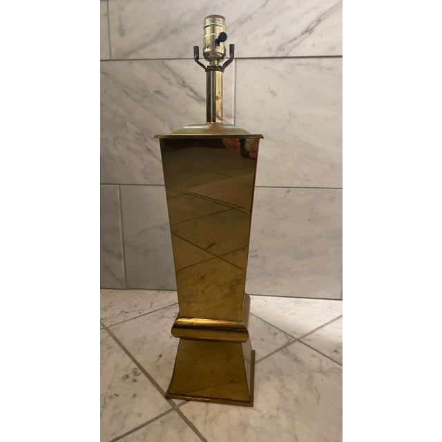 1980's Brass Geometric Table Lamp For Sale - Image 12 of 13
