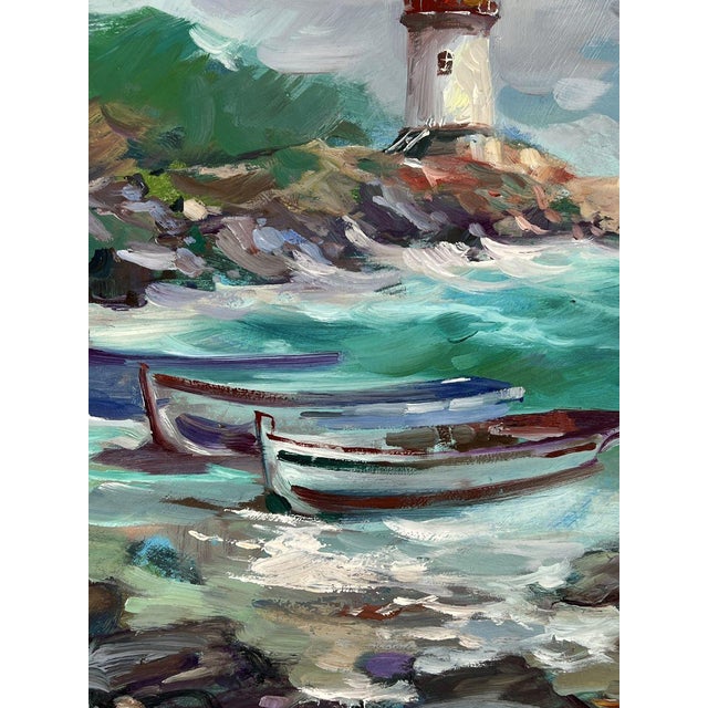 2020s Oil Painting on the Lighthouse Shore Before the Storm Yuriy Suprunchuk For Sale - Image 5 of 11