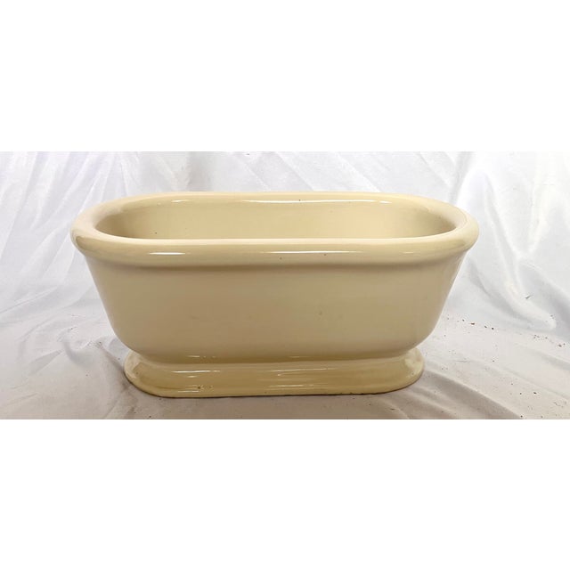 Antique Late 1800s French Porcelain Cast Iron Footed Oval Planter For Sale - Image 9 of 12