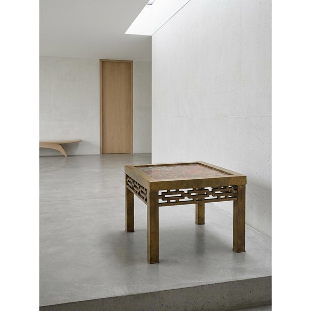 1960s Chinoiserie Brass and Marble Side or Coffee Table For Sale In Los Angeles - Image 6 of 7