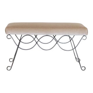Iron Double Loop Bench, Brown Mohair For Sale