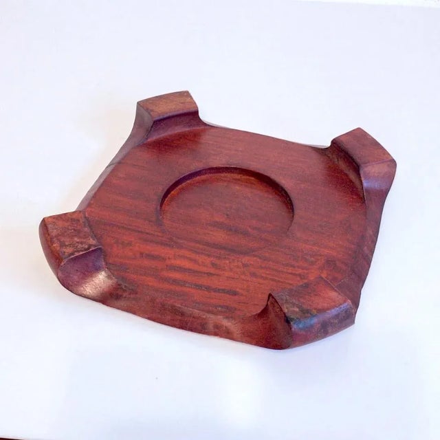 Chinoiserie Large Vintage Chinese Carved Solid Rosewood Ming Style Display Stand 9.5"/8" For Sale - Image 3 of 4