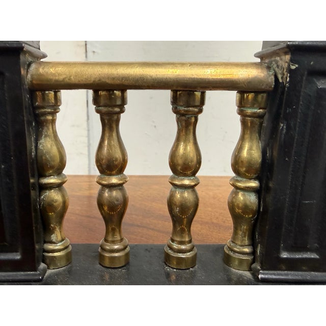Antique Heavy Casted Iron + Brass Fire Dogs, Pair For Sale In San Francisco - Image 6 of 12