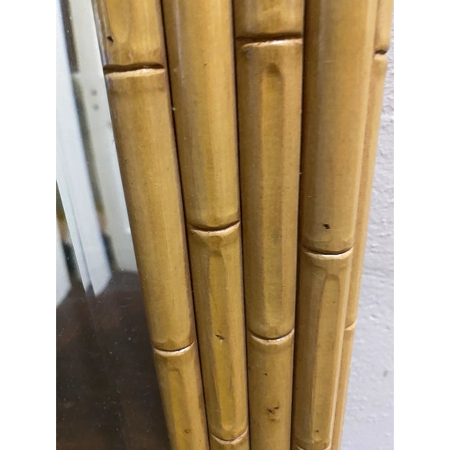 Chinoiserie Hollywood Regency, Chinoiserie Faux Bamboo Octagonal Wall Mirror For Sale - Image 3 of 5