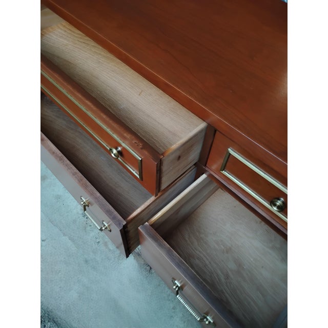 Chocolate Mid Century Traditional Lowboy Dresser Attributed to Kindel Furniture For Sale - Image 8 of 9