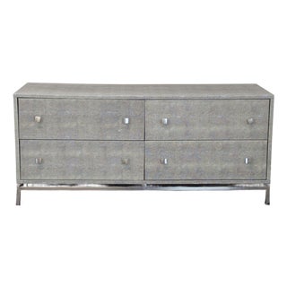 Cb2 Shagreen Modern Grey 4-Drawer Dresser With Metal Base For Sale