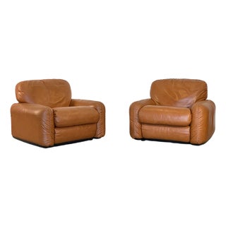 Set of Piumotto Model Leather Armchairs by Arrigo Arrigoni for Busnelli, 1970s For Sale