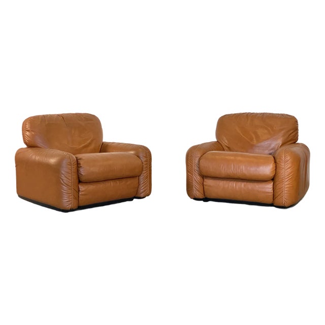 Set of Piumotto Model Leather Armchairs by Arrigo Arrigoni for Busnelli, 1970s For Sale