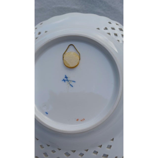 Ceramic Vintage Openwork Porcelain Plate Yellow Daffodil from Meissen, 1960s For Sale - Image 7 of 11