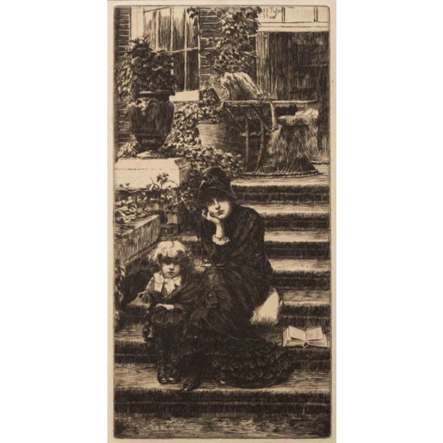 James Tissot, Girl and Child, Original Etching, Late 19th Century For Sale - Image 3 of 4