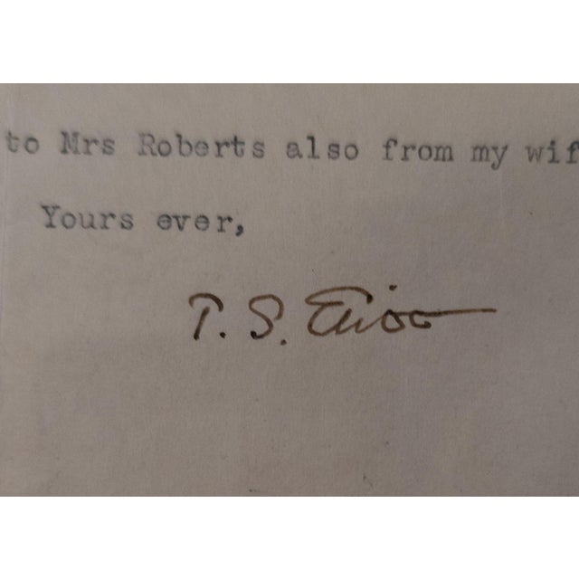 Paper 1958 Framed Autographed Letter From Poet T S. Eliot For Sale - Image 7 of 10