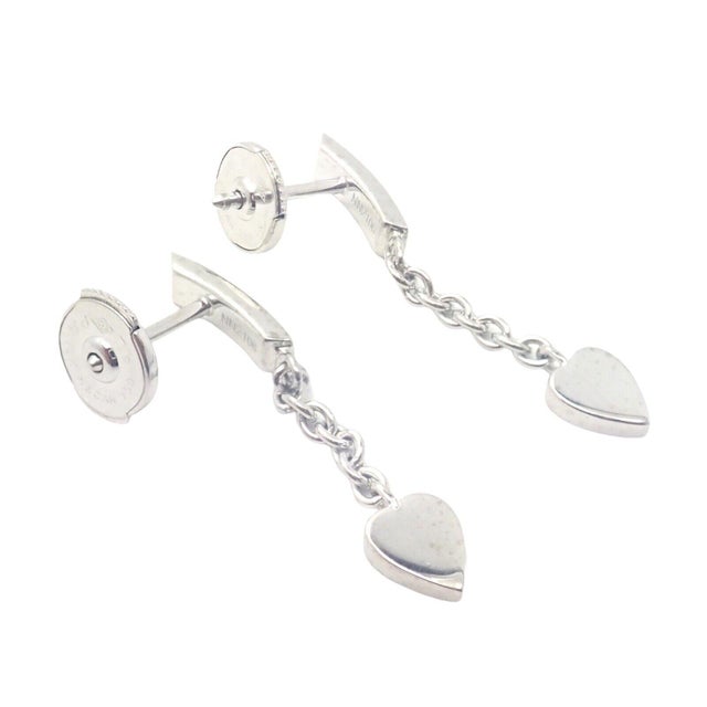 Contemporary Cartier 18k White Gold Diamond Mon Amour Dangle Heart Earrings, Pair For Sale - Image 3 of 9