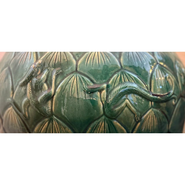 Green Extra Large Chinese Martaban Water Jar For Sale - Image 8 of 12