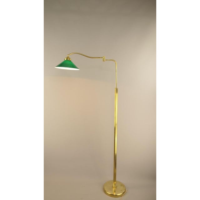 Adjustable Brass Floor Lamp with Green Shade, Italy, 1930s For Sale - Image 9 of 17
