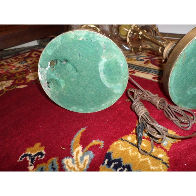 Vintage Neoclassical Brass Glass Lamps- a Pair For Sale - Image 9 of 10