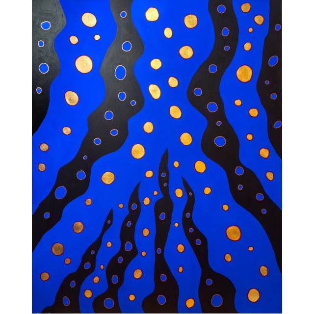 Step Into the River of Change Painting on Canvas 48x60 Acrylic, pigment, gold leaf