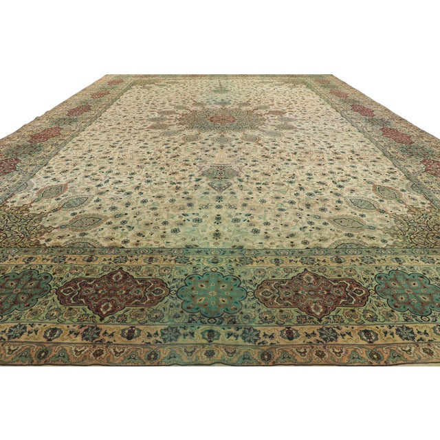 Vintage Persian Tabriz Rug, 12'06 X 19'01 For Sale - Image 4 of 12