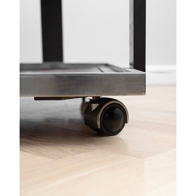 Italian Veneer Coffee or Side Table on Wheels, 1970s For Sale - Image 4 of 10