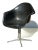 This pair of chairs features a black fiberglass shell seat over an aluminum base.