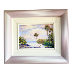 Original Florida Highwaymen-Era Florida Coastal Landscape by Carolton Barron in Lilac Frame