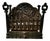 Gothic Style Free-Standing Fire Basket with Decorative Back and Ash Pan, 1890s, Set of 2 For Sale