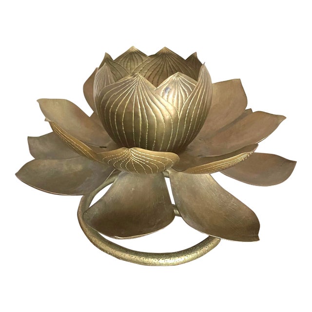 Large Vintage Brass Lotus Fountain Piece For Sale