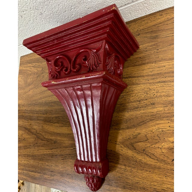 Vintage French Style Scarlet Red and Gold Wall Shelf or Bracket For Sale - Image 4 of 7