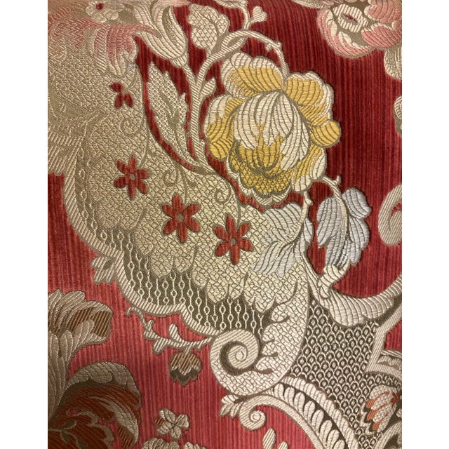 Ruby Red Mid 19th Century Pair of Louis XIV Style Antique Chairs- Red Velvet & Silk For Sale - Image 8 of 10