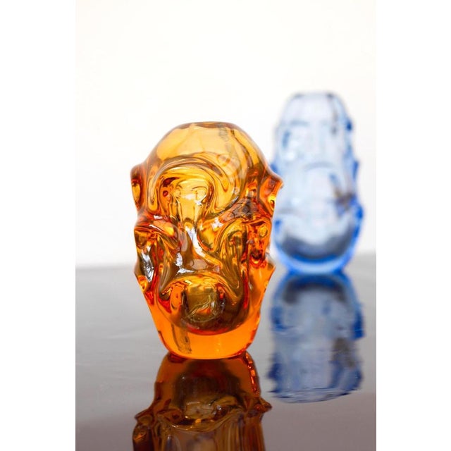 Mid-Century Modern Mid-Century Modern Handmade Crystal Vase in Bright Orange by Börne Augustsson for Åseda For Sale - Image 3 of 17