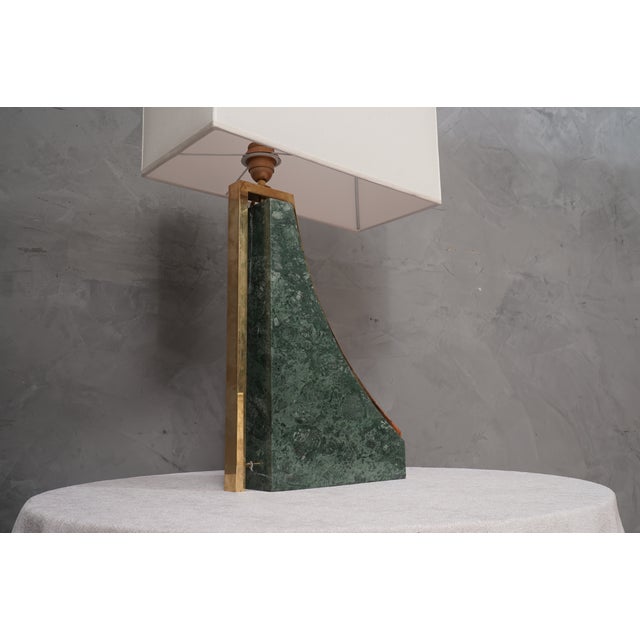 Italian Indian Green Marble and Brass Table Lamp, 2000s For Sale - Image 4 of 12
