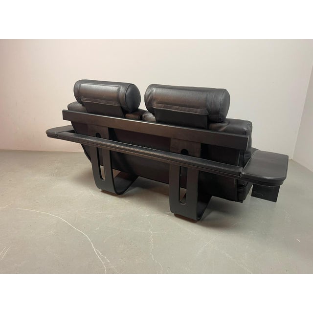 Kroken 2-Seater Sofa in Black Leather by Åke Fribytter for Nelo Möbel, Sweden, 1970s For Sale - Image 11 of 15