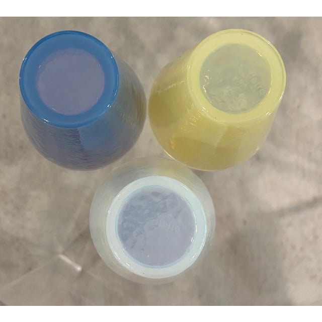 Glass Vintage Effetre Murano Opalescent 8 Oz Glass Tumblers / Murano Drinking Glasses - Set of 3 For Sale - Image 7 of 13